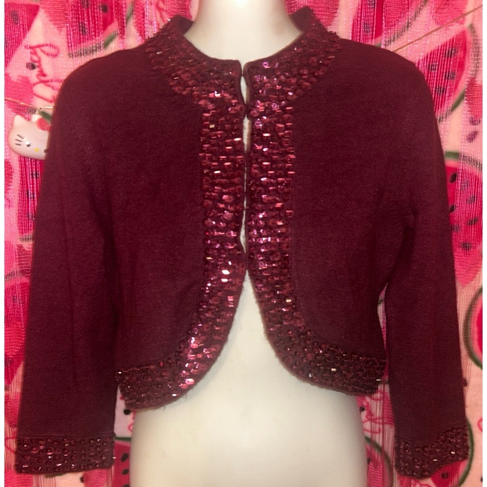❤️ Vintage Sequin Linen/ Cotton Blend Cardigan